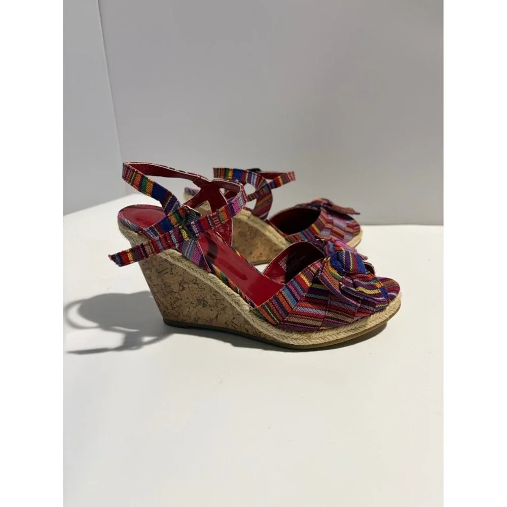 Rialto Multicolor‎ Striped Bow Espadrille Wedges